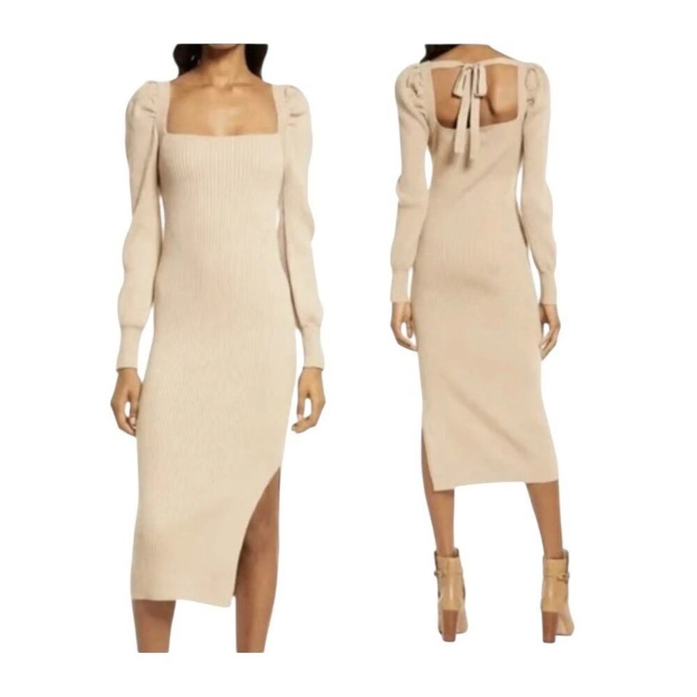 House of Harlow 1960 MIDI Dress women's Medium Long Sleeve Knit Stretch